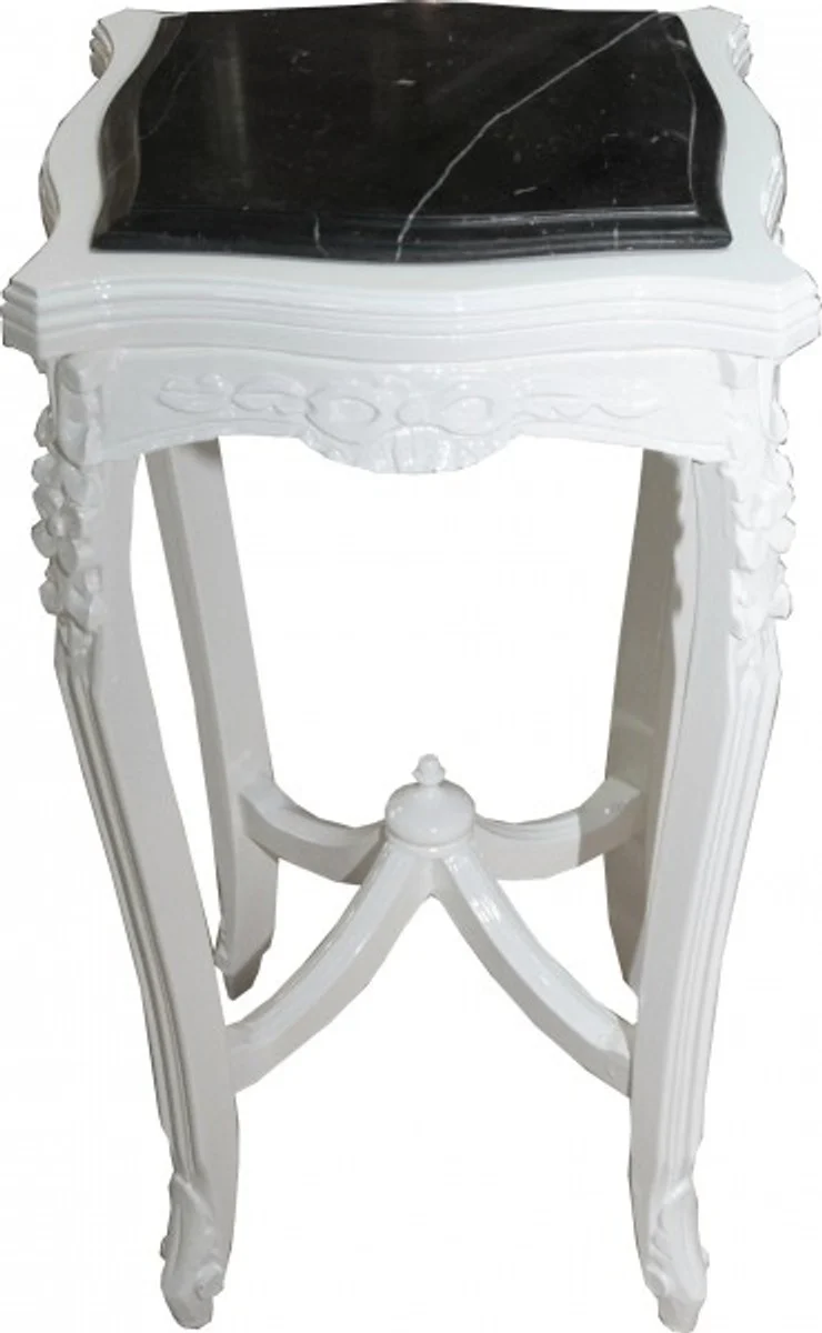 Casa Padrino Baroque side table with marble top Square White Mod W17 70 x 37 cm - Antique Style