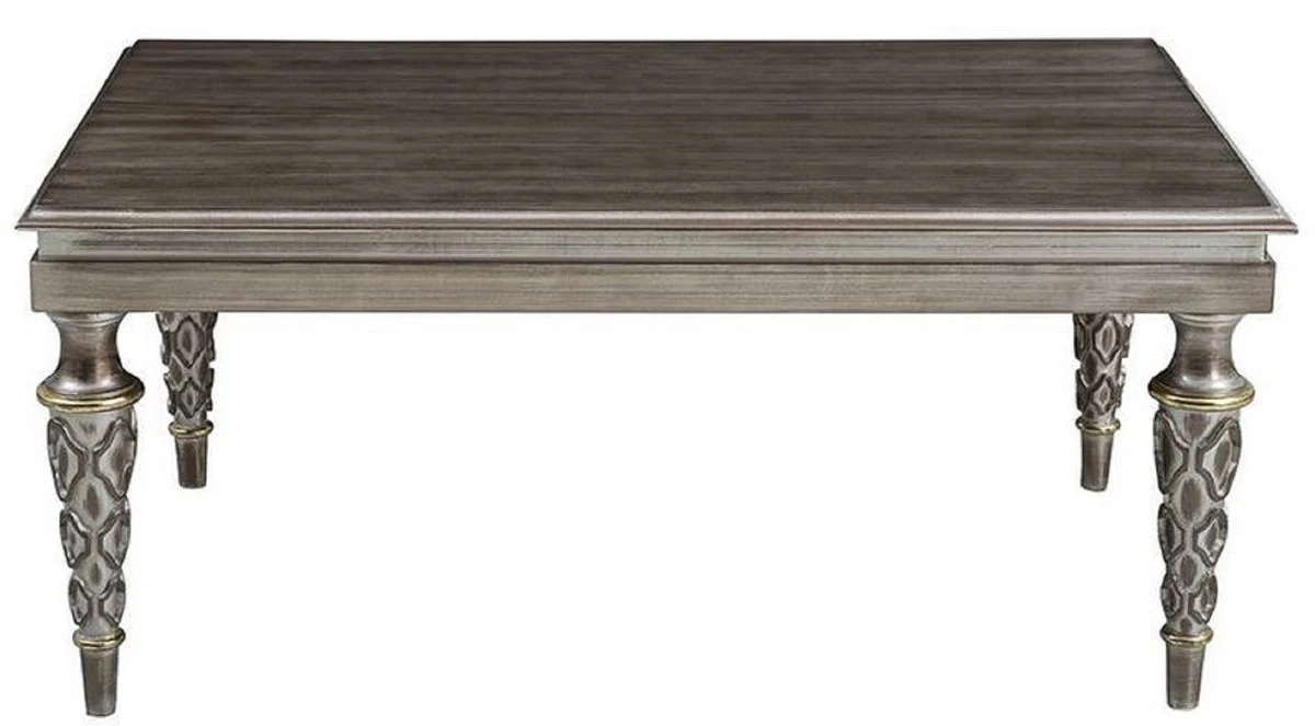 Casa Padrino mesa de centro barroca de lujo plata - Mesa de sal¨®n rectangular de madera maciza - Muebles Barrocos - Noble y Magn¨ªfico