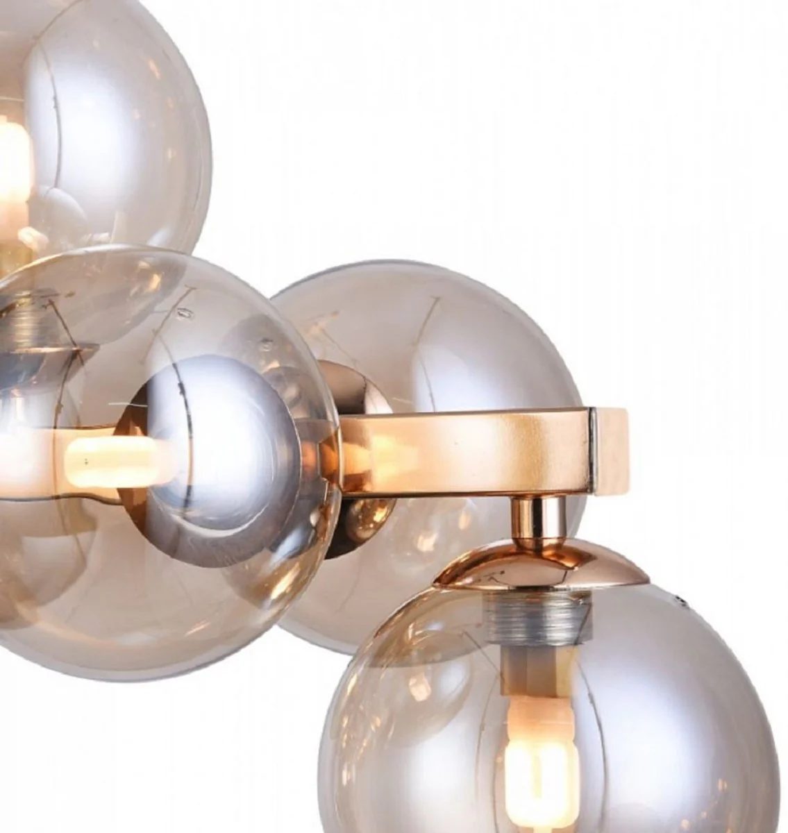 Casa Padrino lámpara colgante de diseño oro 123,5 x 23,8 x H. 22,8 cm - Lámpara de salón moderna con vidrio ámbar