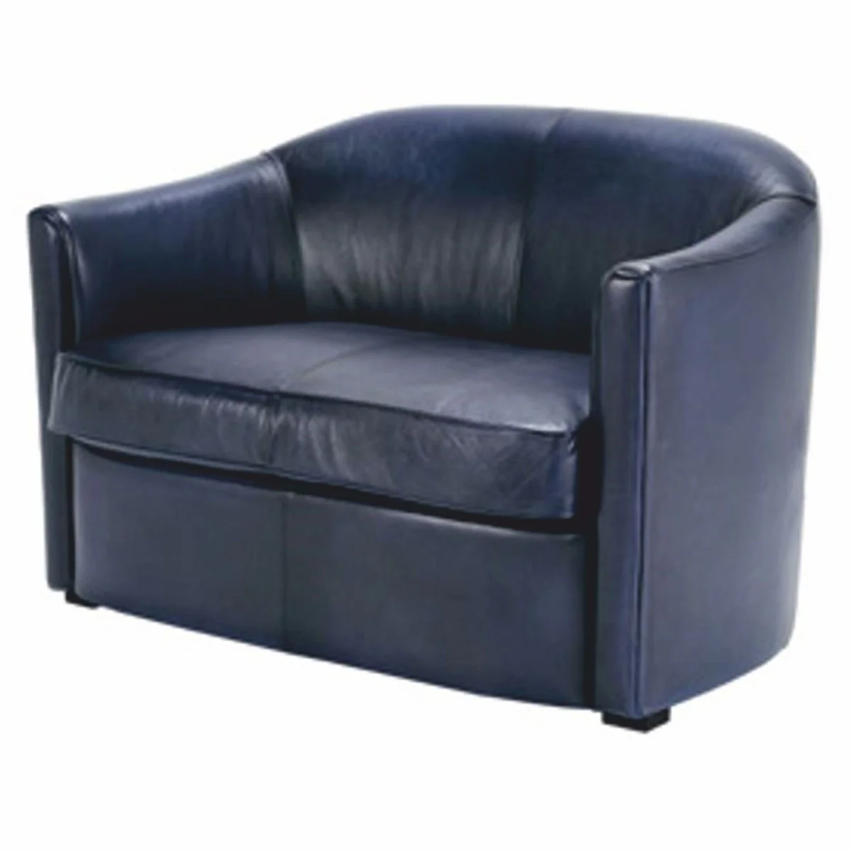 Casa Padrino sof¨¢ de cuero de lujo azul / negro 120 cm - Muebles de cuero genuino