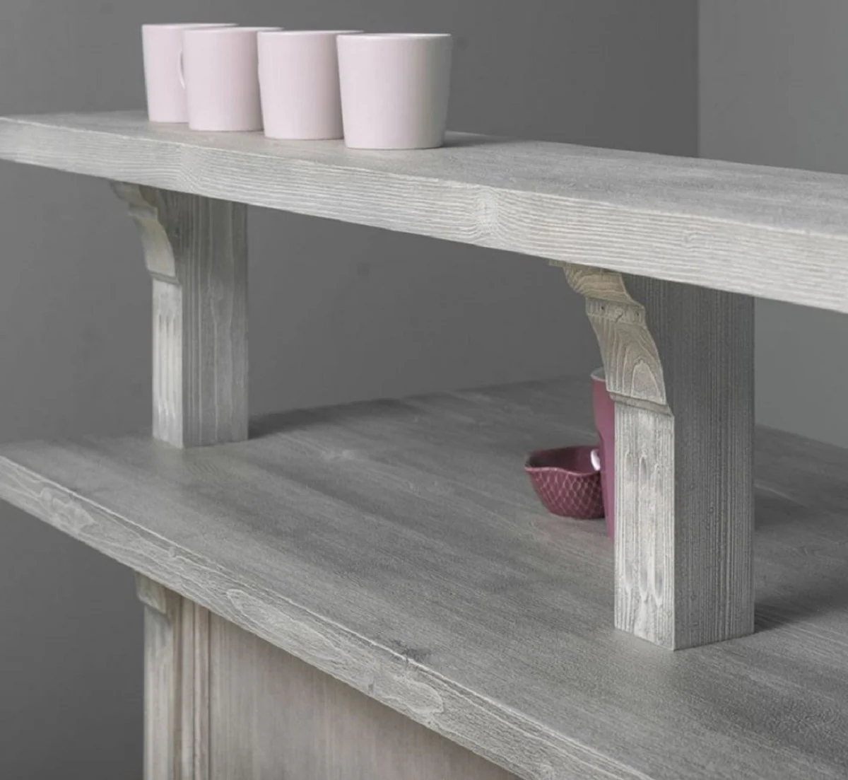 Casa Padrino barra de bar de estilo campestre gris 180 x 68 x A. 120 cm - Barra de bar de madera maciza - Muebles de bar de madera maciza - Muebles de bar en estilo campestre