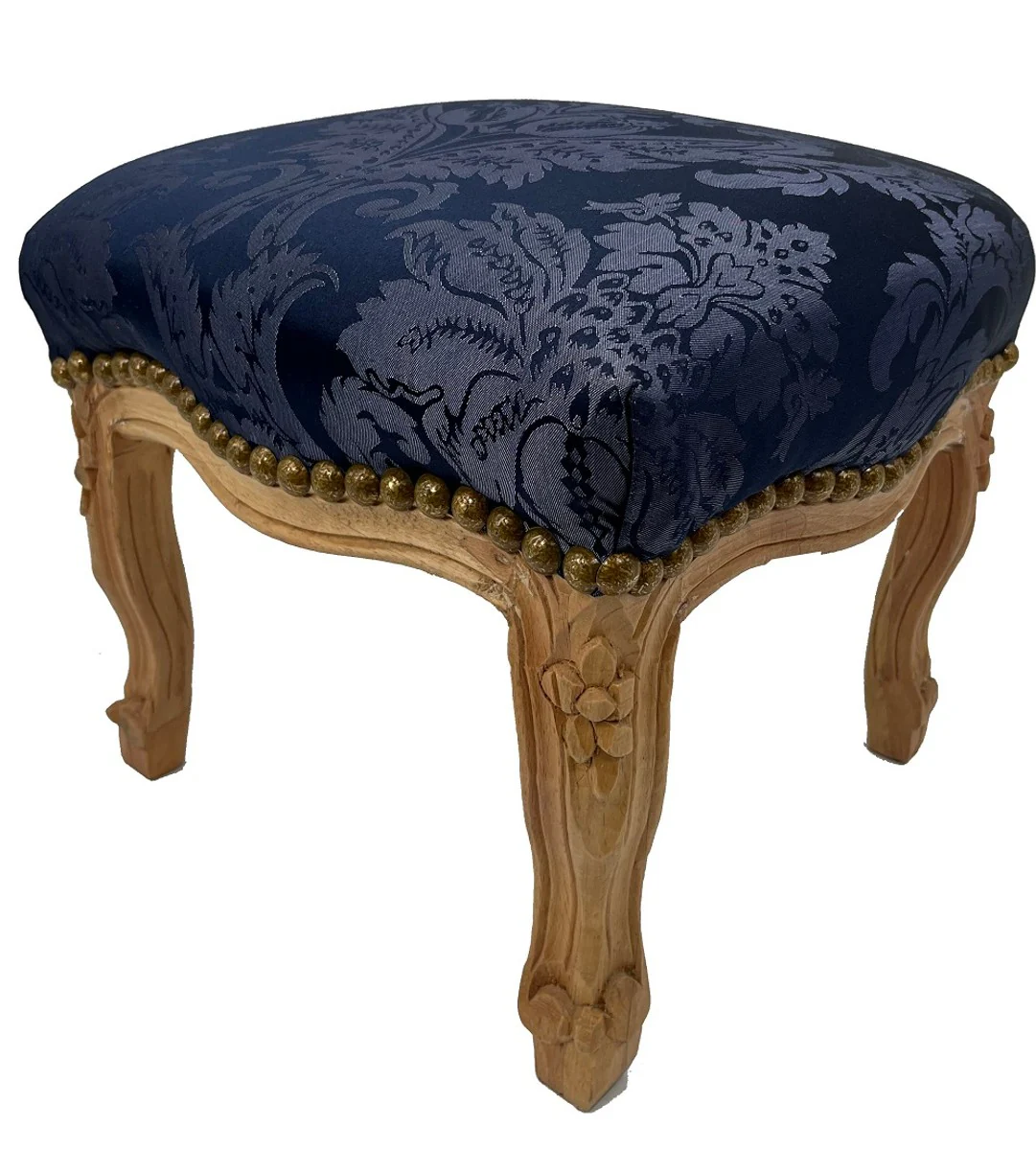 Casa Padrino reposapi¨¦s barroco azul real patr¨®n / natural - Taburete de estilo antiguo hecho a mano con patr¨®n elegante - Muebles de sala de estilo barroco - Muebles barrocos