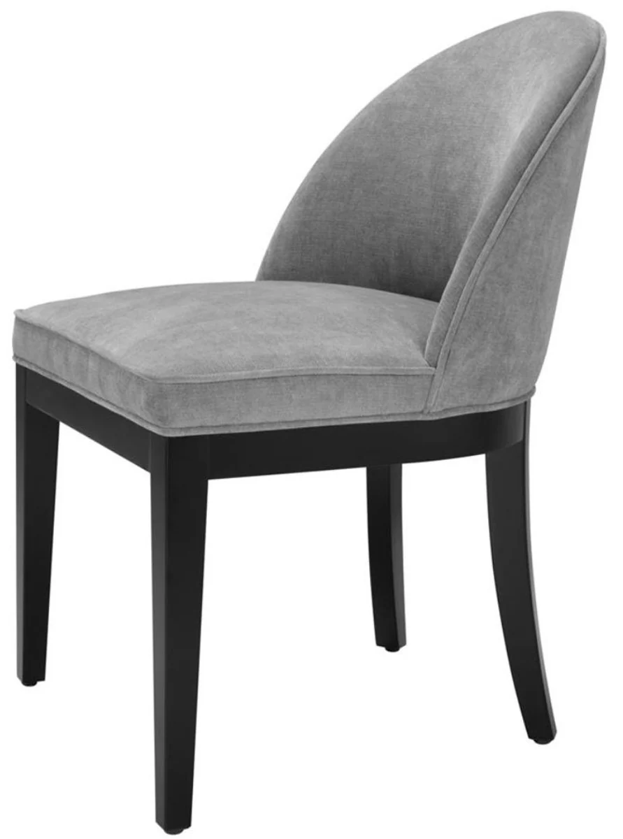 Casa Padrino silla de comedor de lujo gris / negro 55 x 61 x H. 84 cm - Muebles de Lujo