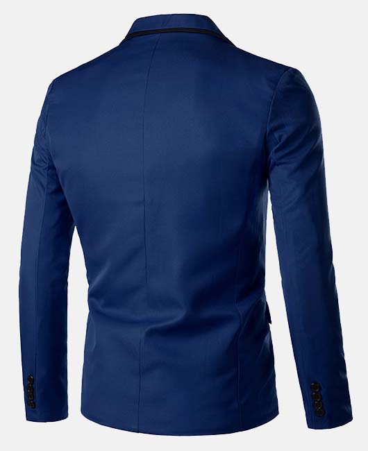 Business Contrast Trim Pocket Single Breasted Notch Lapel Blazer