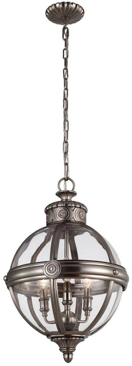 Casa Padrino lámpara de araña de lujo plata antigua Ø 37,1 x A. 54,9 cm - Lámpara de araña redonda de estilo victoriano - Lámpara de Araña de Hotel y Restaurante