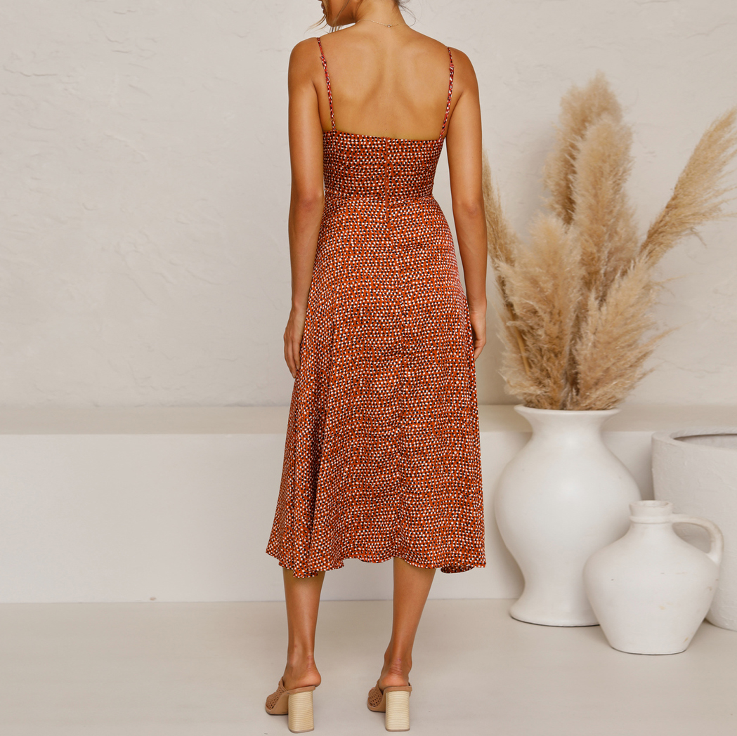 Fashion Suspenders Spring And Summer Knotted Small Leak Dress