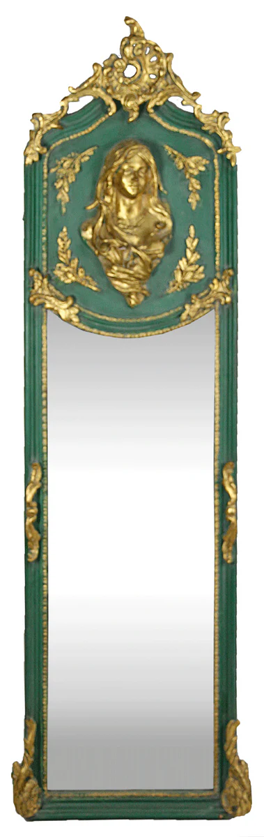 Casa Padrino Espejo de Pared Barroco de Lujo Madonna Verde / Oro 55 x H. 175 cm - S¨®lido y Pesado - Espejo de Estilo Antiguo