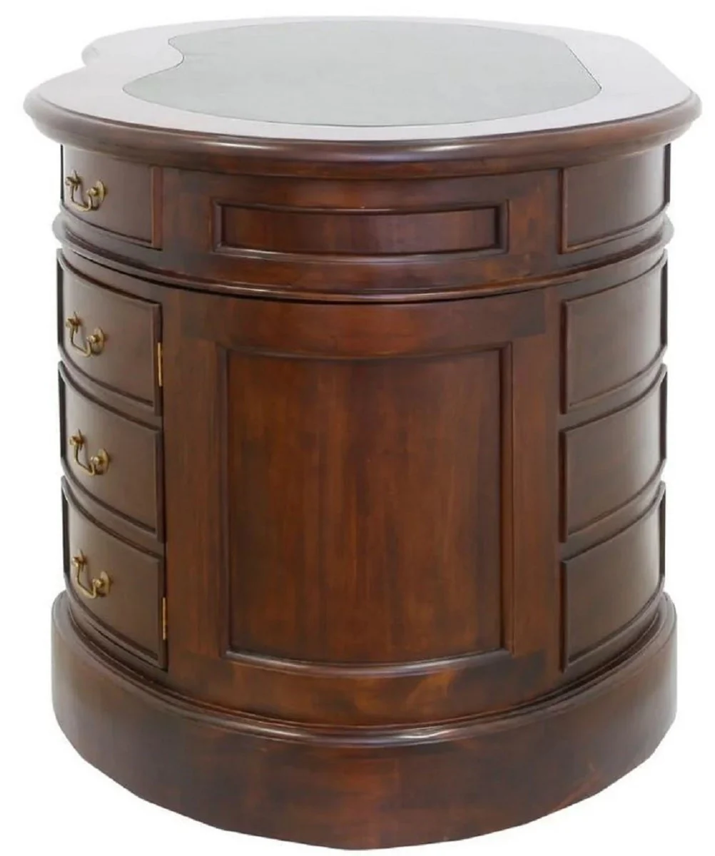 Casa Padrino escritorio de lujo de caoba marr¨®n oscuro / verde 158 x 87 x A. 83 cm - Mesa de oficina ovalada de madera maciza - Muebles de oficina de caoba - Muebles de oficina de lujo