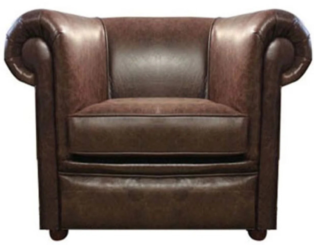 Casa Padrino sill¨®n cuero genuino marr¨®n oscuro 110 x 90 x H. 80 cm - Muebles de Sal¨®n de Lujo