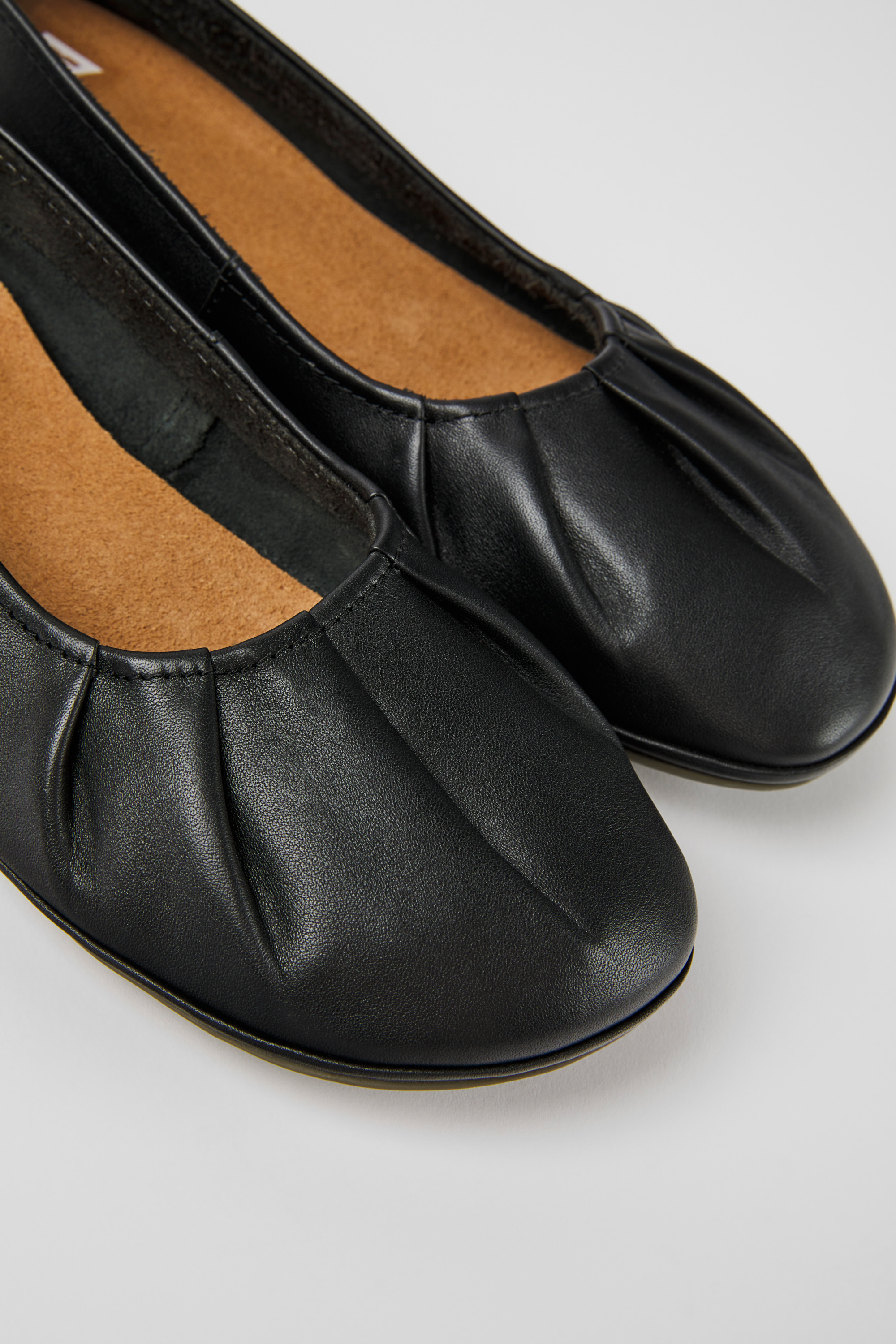 Right - Black leather ballerinas for women