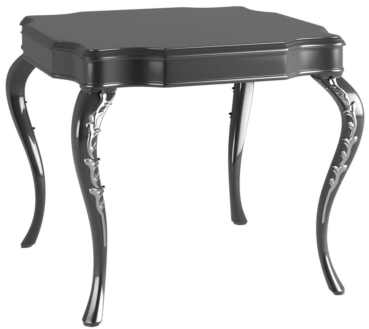 Casa Padrino mesa auxiliar barroco de lujo negro / plata 63 x 63 x A. 62 cm - Mesa noble en estilo barroco - Muebles de sal¨®n barrocos