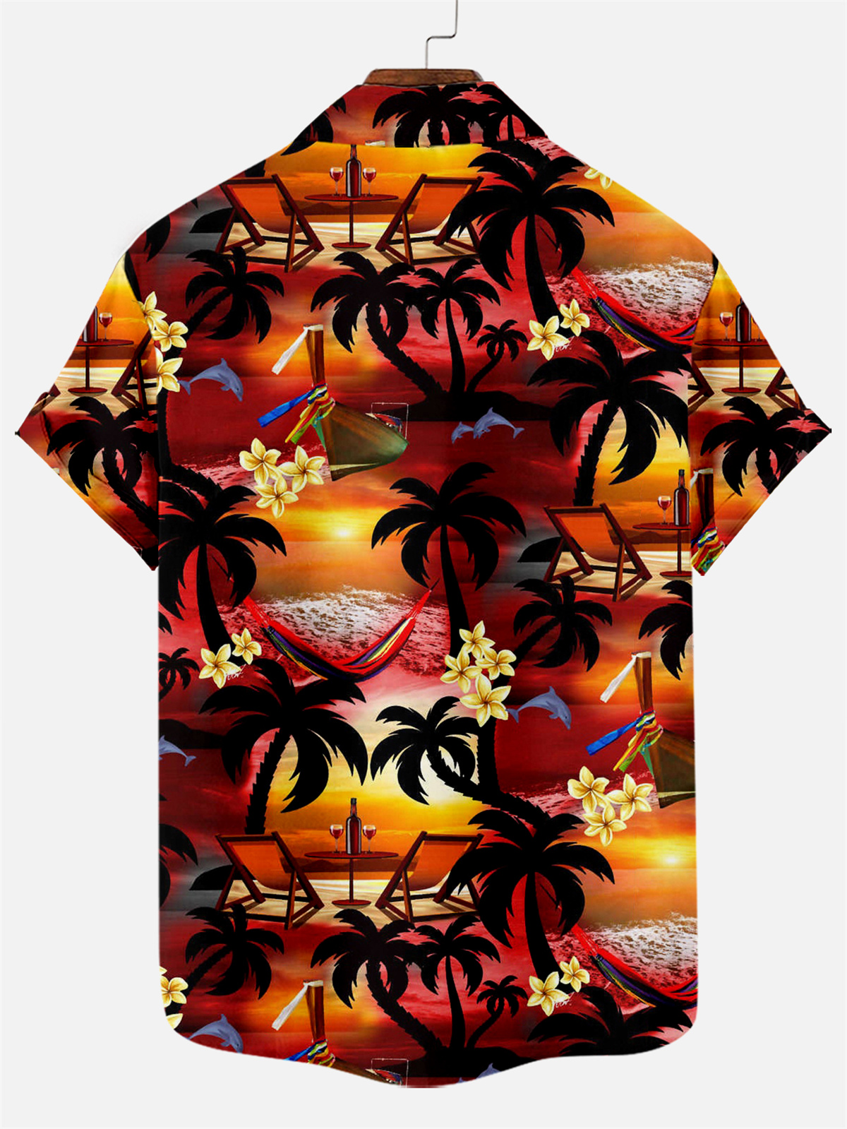 Suitmens Men's Men's Tiki Style Hawaiian Vacation Print Three-Piece Set 035