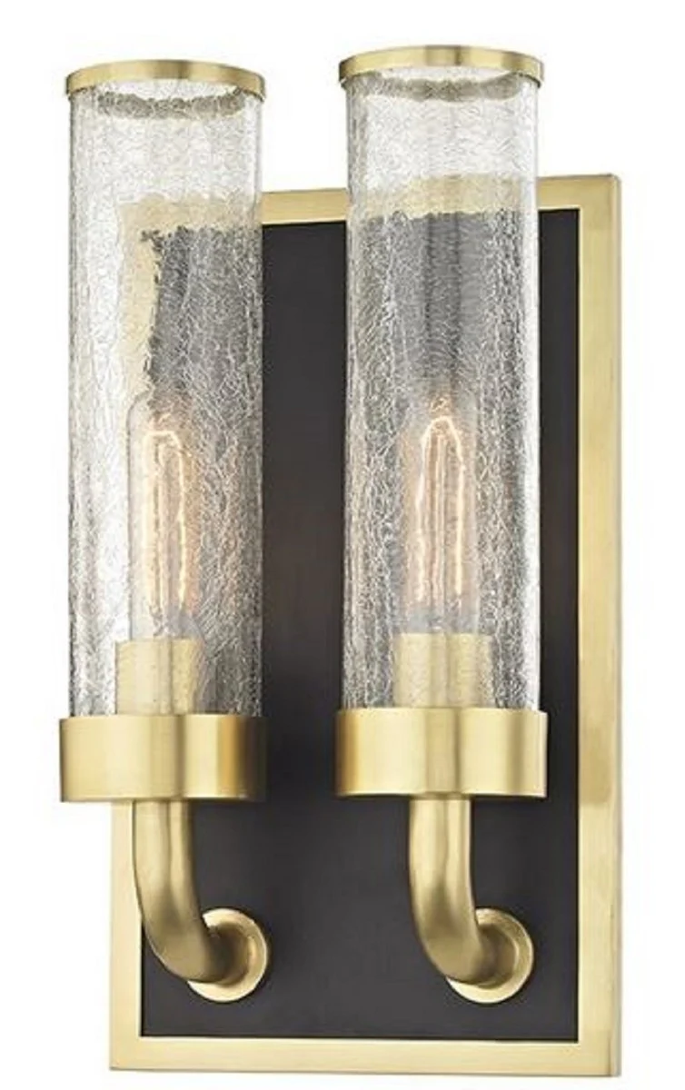 Casa Padrino lámpara de pared doble de lujo latón antiguo / negro 22,9 x 12,7 x H. 42,6 cm - Calidad de Lujo