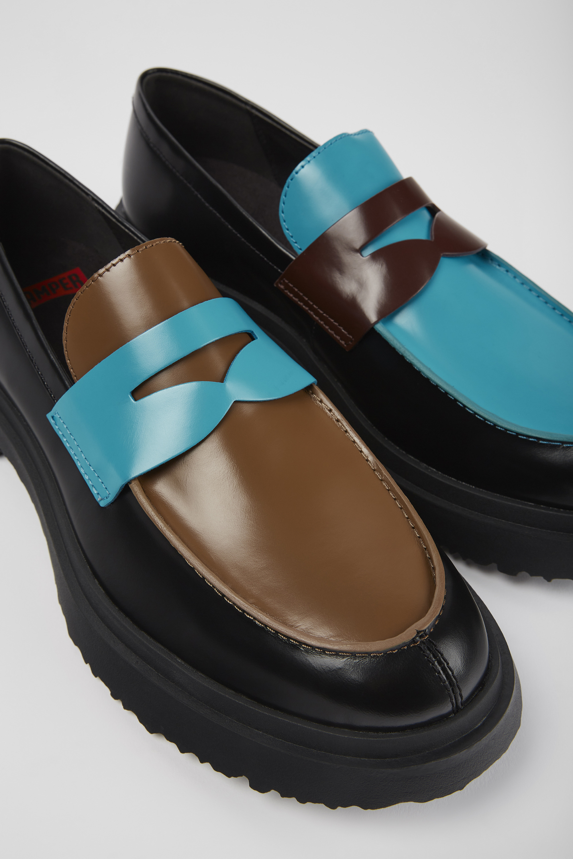 Twins - Multicolored leather loafers for men