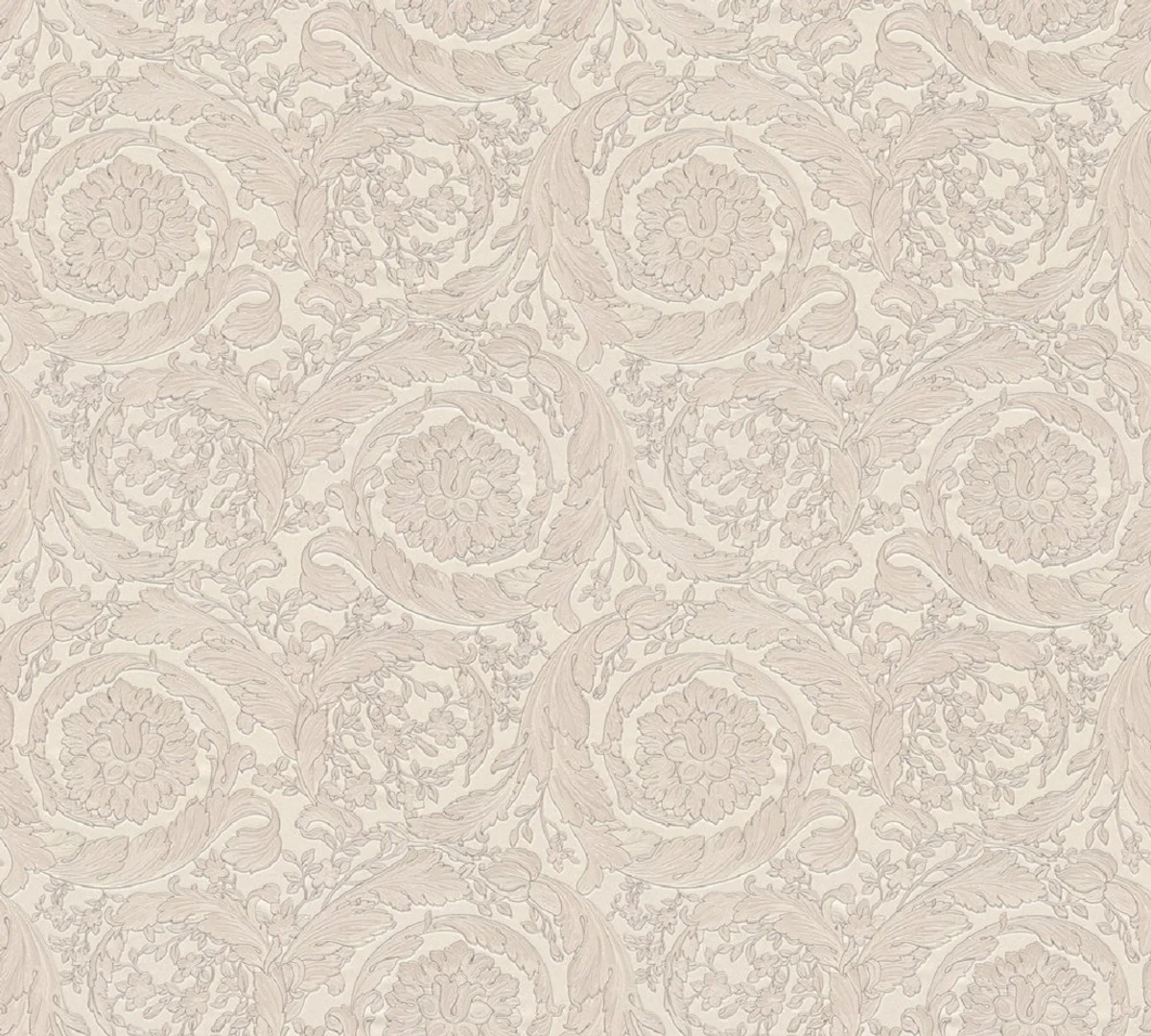 Versace Papel Pintado No Tejido Flores Barocco 935835 Beige / Crema / Gris - Papel Pintado de Diseño - Accesorios Deco