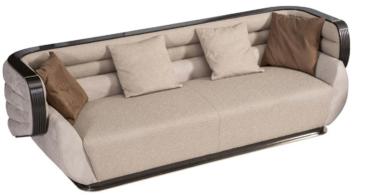 Casa Padrino sof¨¢ de lujo crema / gris / negro / oro 275 x 95 x A. 80 cm - Sof¨¢ de sal¨®n - Sof¨¢ de hotel - Muebles de sal¨®n - Muebles de hotel - Muebles de lujo - Interiores de lujo