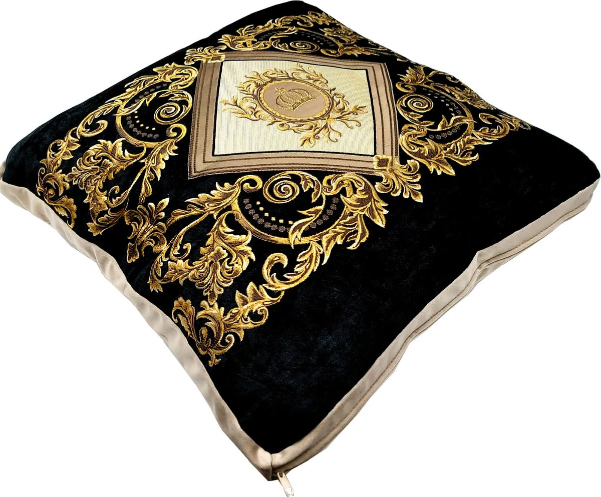 Harald Gl??ckler almohada decorativa de lujo Pomp??s de Casa Padrino negro / crema / marr¨®n / oro - Almohadas de dise?o - Almohadas Gl??ckler - Harald Gl??ckler accesorios decorativos de dise?o