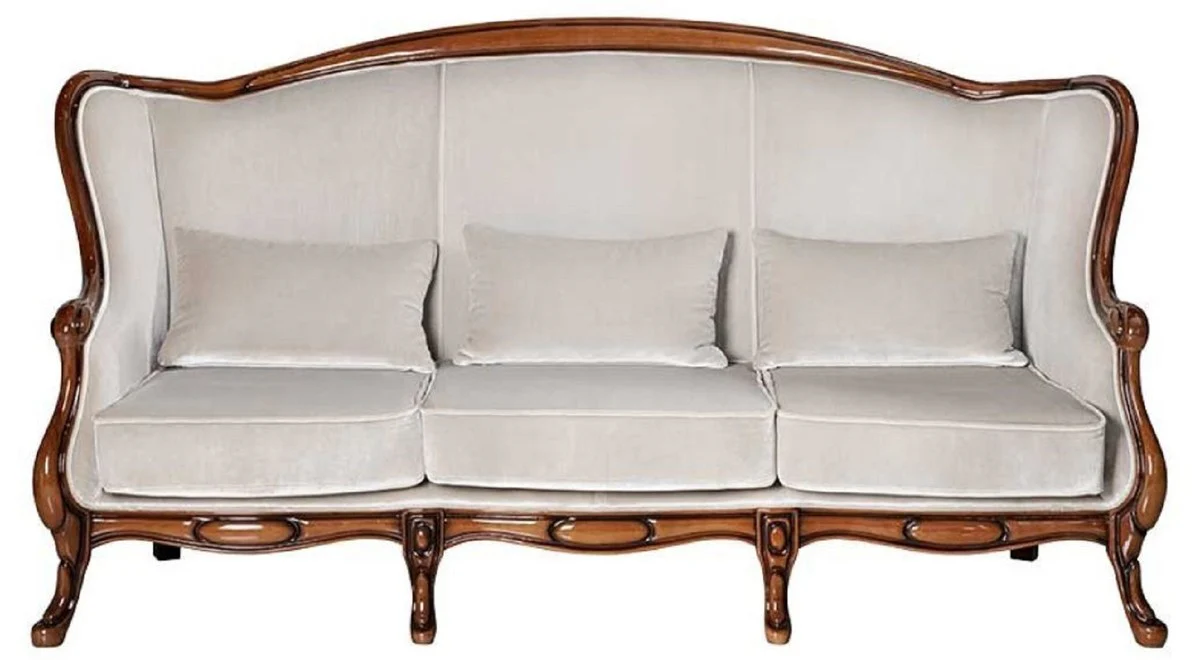 Casa Padrino sof¨¢ Art Nouveau de lujo gris / marr¨®n oscuro alto brillo 202 x 85 x A. 100 cm - Sof¨¢ de sal¨®n elegante - Muebles de sal¨®n - Muebles de lujo en estilo Art Nouveau