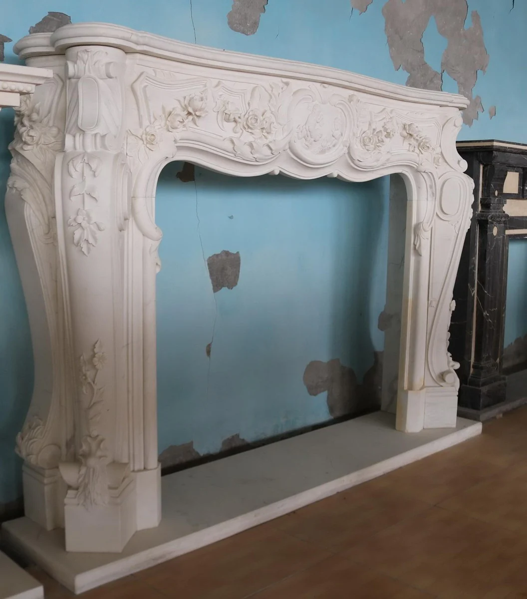 Casa Padrino marco de chimenea de m¨¢rmol barroco de lujo blanco 240 x A. 170 cm