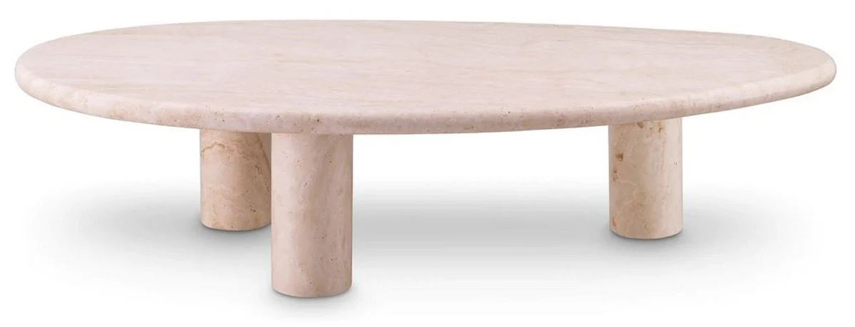 Casa Padrino mesa de centro de lujo beige 148 x 77 x A. 35,5 cm - Mesa de sal¨®n de piedra natural travertino - Muebles de sal¨®n - Muebles de travertino - Muebles de lujo - Interiores de lujo