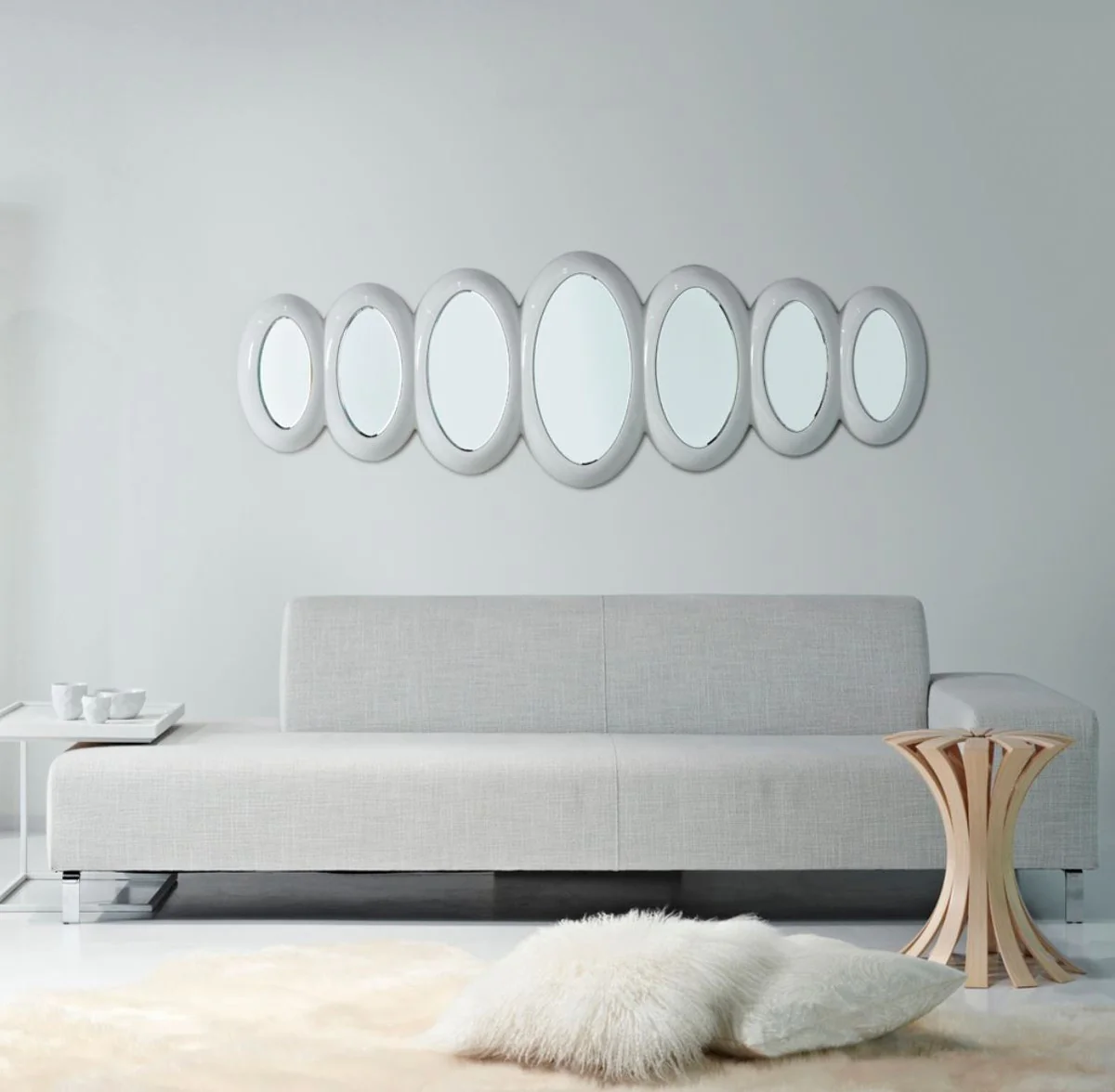 Casa Padrino lujoso espejo de dise?o blanco brillante 195 x H. 67 cm - Colecci¨®n Hotel