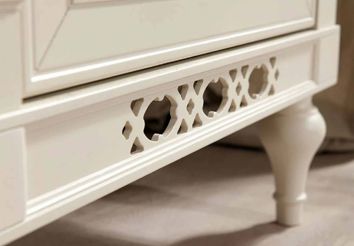 Casa Padrino armario de dormitorio Art Nouveau de lujo crema 186,6 x 64,7 x A. 210,6 cm - Armario de madera maciza con 3 puertas y 2 cajones - Muebles de Dormitorio Barroco y Art Nouveau