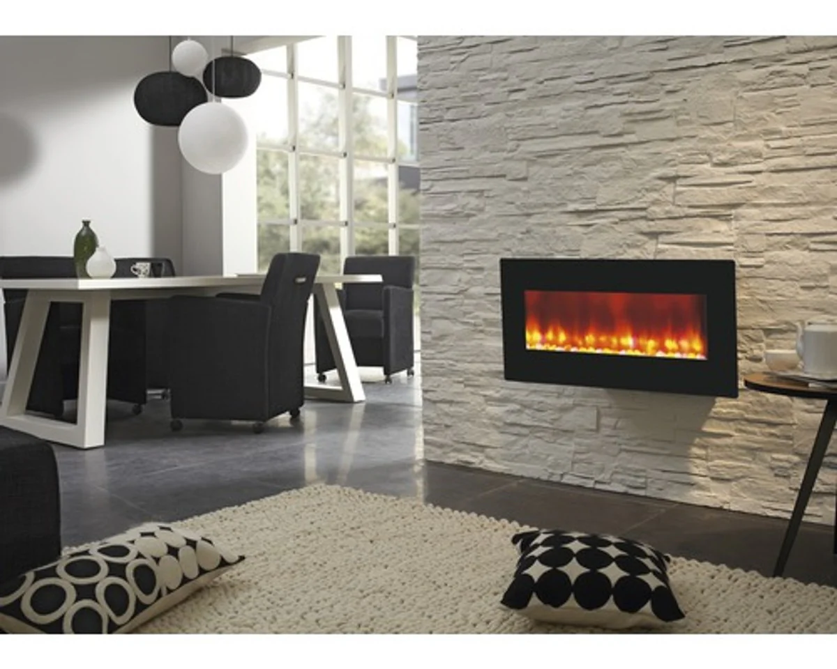 Casa Padrino luxury LED wall wall black 98 x 45 cm - chimenea el¨¦ctrica de pared