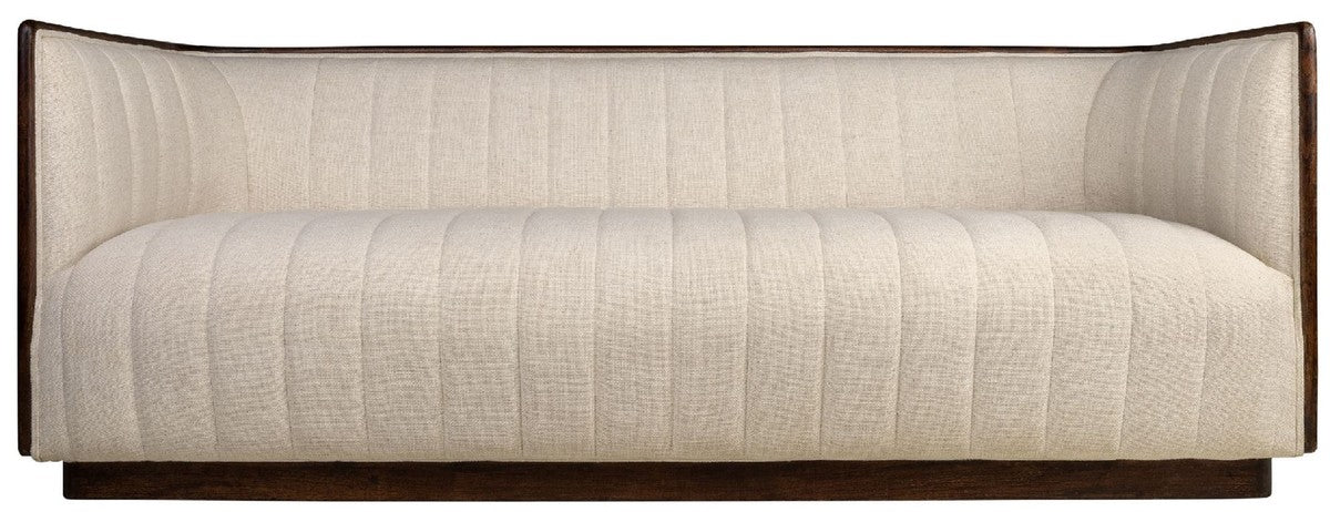 Casa Padrino sof¨¢ de lujo beige / marr¨®n oscuro 202 x 82,5 x A. 75,5 cm - Sof¨¢ de sal¨®n con fina madera de mindi y tejido de s¨¦samo - Muebles de Sal¨®n - Calidad de Lujo