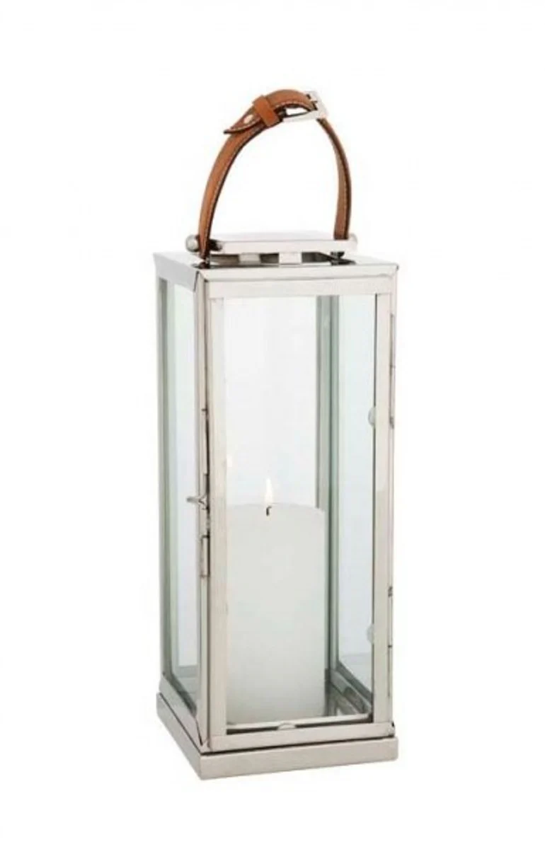Casa Padrino Designer Deco Lantern Nickel Finish 20 x 20 x H. 41 cm - Luxury Quality