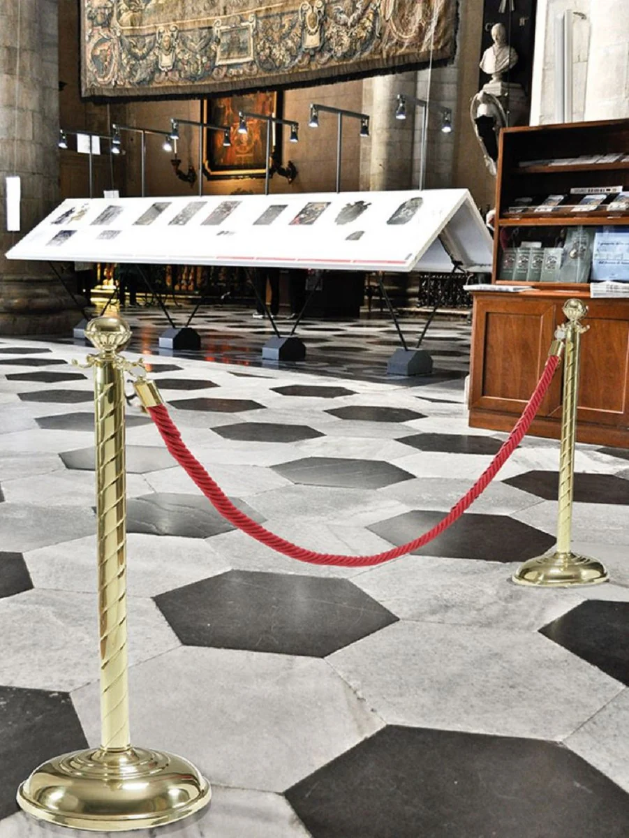 Casa Padrino barrera VIP de lujo oro / rojo ? 30 x A. 95 cm - Soporte de barrera de lat¨®n con cuerda - Accesorios para hoteles - Accesorios para restaurantes - Calidad de lujo - Hecho en Italia