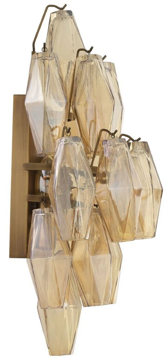 Casa Padrino lámpara de pared de lujo ámbar / latón antiguo 31 x 19 x A. 50 cm - Lámpara de Pared Elegante para Hotel y Restaurante - Colección de Lujo