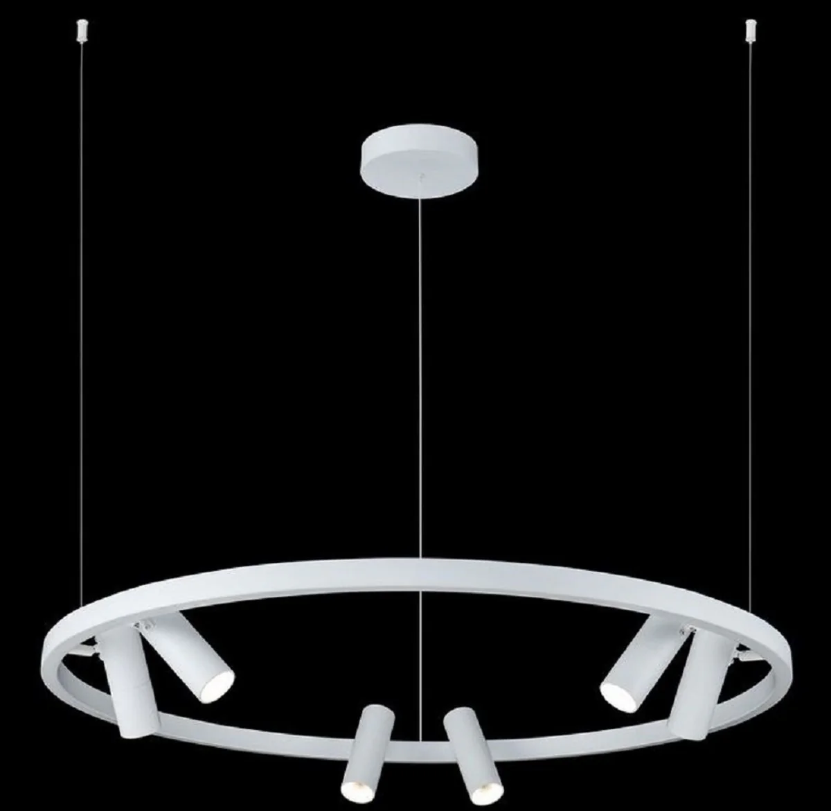 Casa Padrino lámpara colgante de lujo blanco Ø 90 cm - Lámpara Colgante Redonda con Focos LED Giratorios