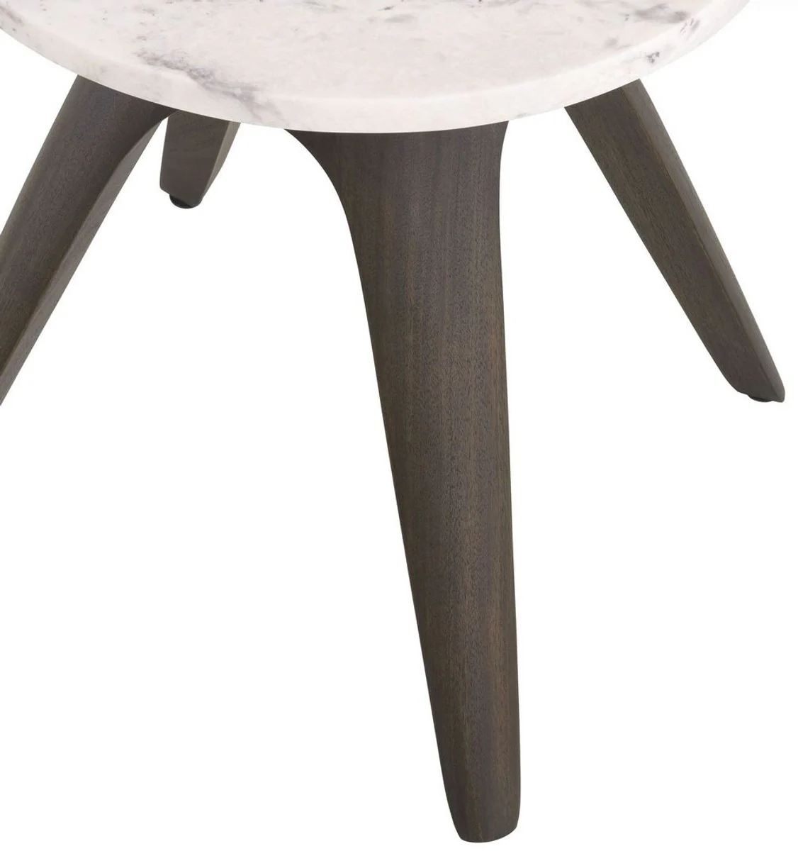 Casa Padrino mesa auxiliar de lujo moca / blanco-lila ? 40 x A. 41 cm - Mesa redonda de caoba con tapa de m¨¢rmol - Muebles de sal¨®n - Muebles de Lujo