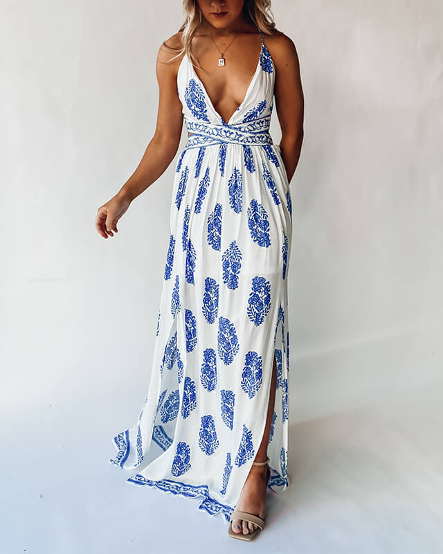 Women's V-neck Bohemian Halter Holiday Dress