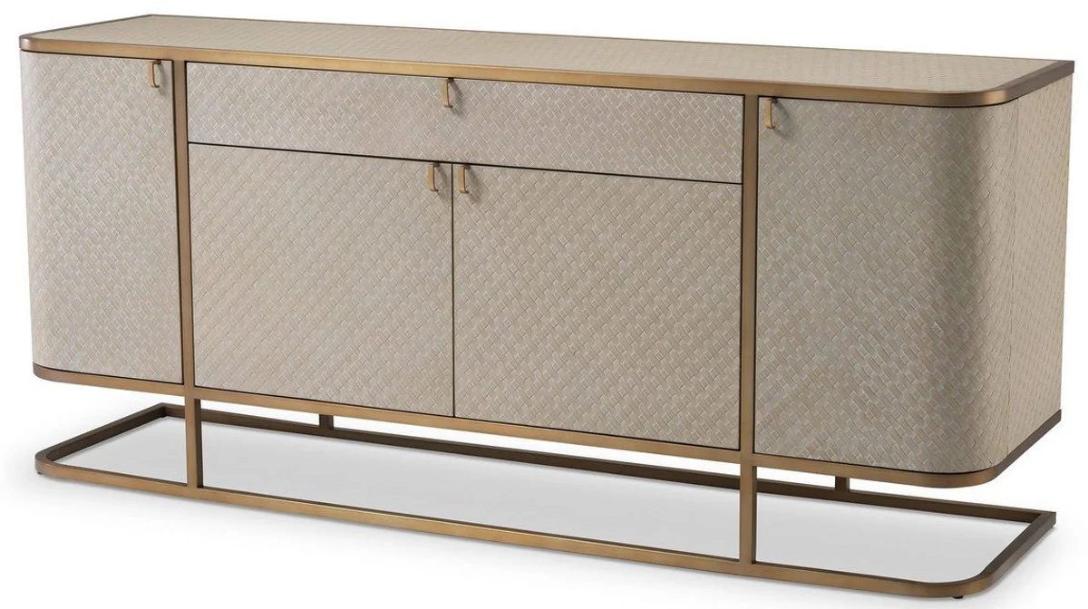 Casa Padrino c¨®moda de lujo con 4 puertas y caj¨®n beige / lat¨®n 170 x 46 x A. 75 cm - Aparador - Armario - Muebles de lujo - Calidad de Lujo