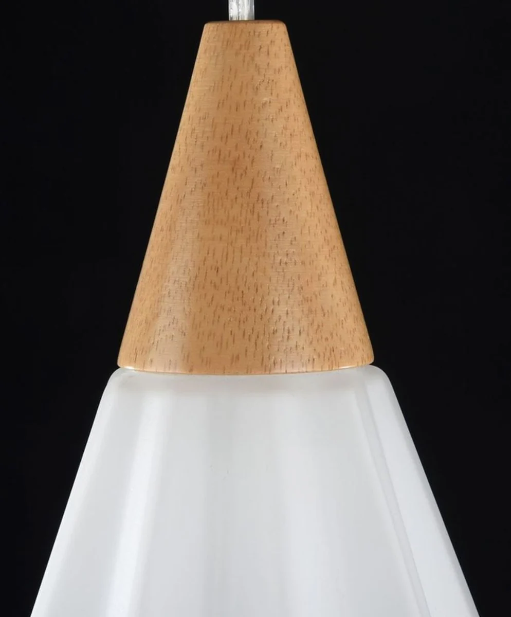 Casa Padrino lámpara colgante de lujo blanco / natural Ø 13 x H 26 cm - Lámpara Colgante de Lujo