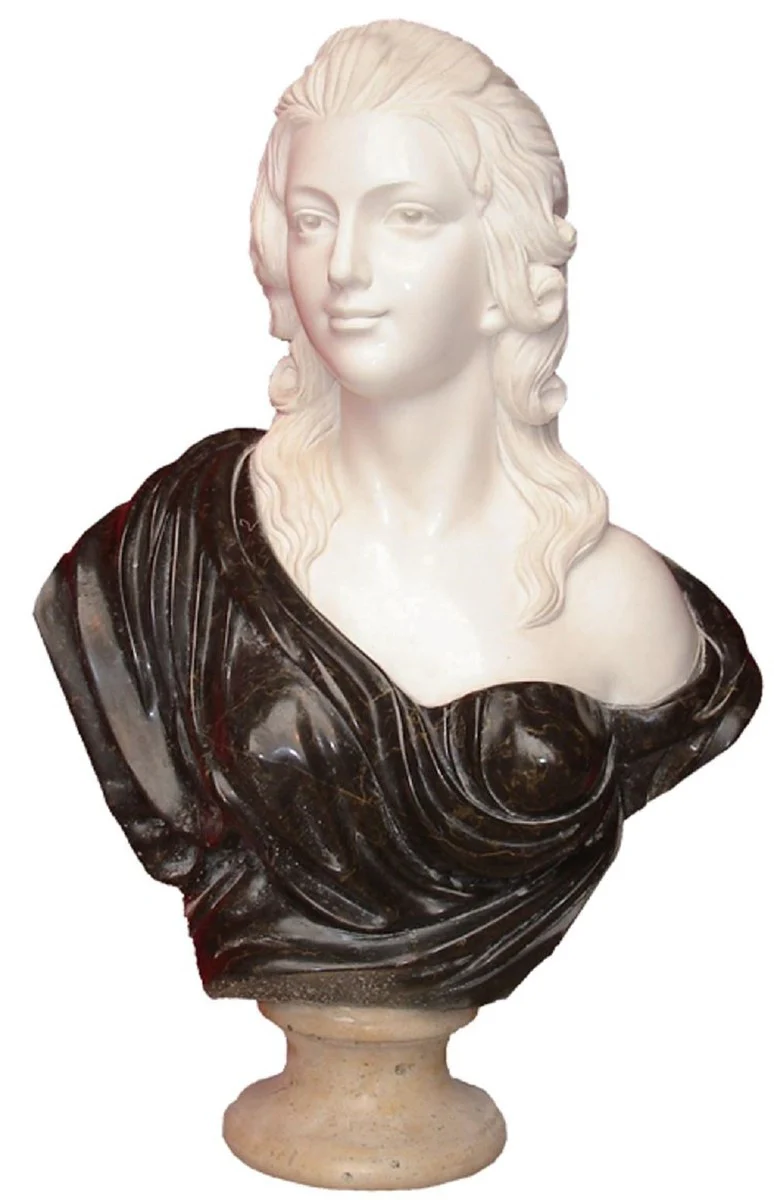 Casa Padrino busto decorativo de mármol Art Nouveau de lujo dama blanco / negro A. 80 cm