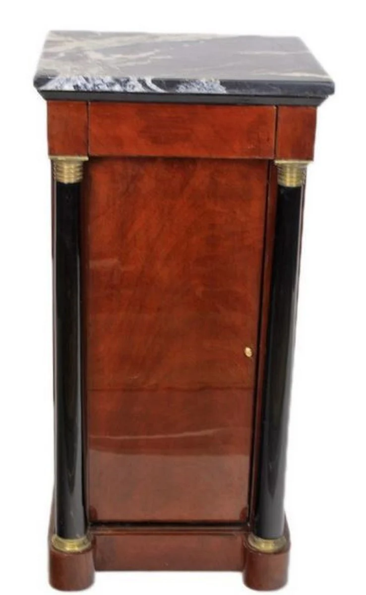 Casa Padrino pilar barroco de caoba con encimera de mármol marrón oscuro / negro / oro 40 x 35 x H. 80 cm - Muebles Barrocos