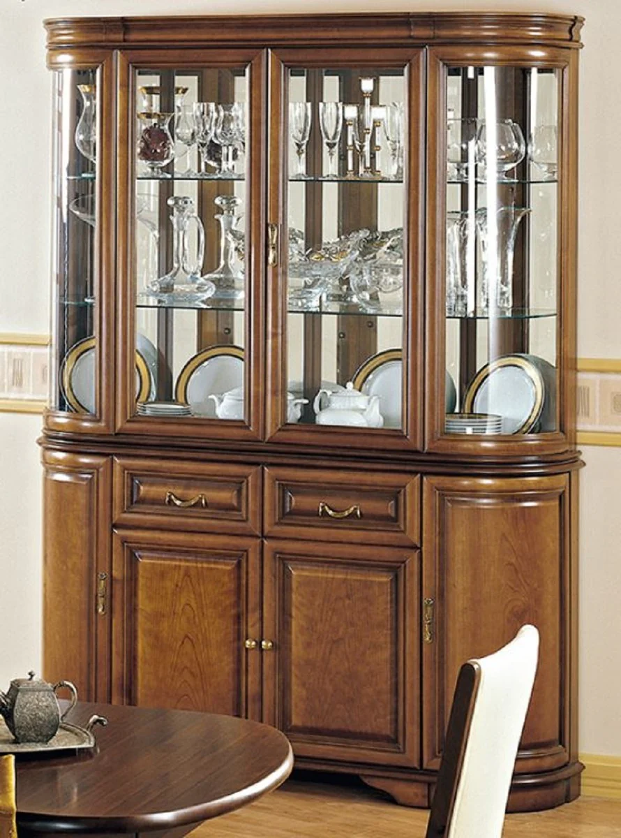 Casa Padrino armario de comedor de lujo marr¨®n 159,5 x 42 x A. 212,5 cm - Armario de cocina de madera maciza - Vitrina de 2 partes - Muebles de comedor de madera maciza de lujo