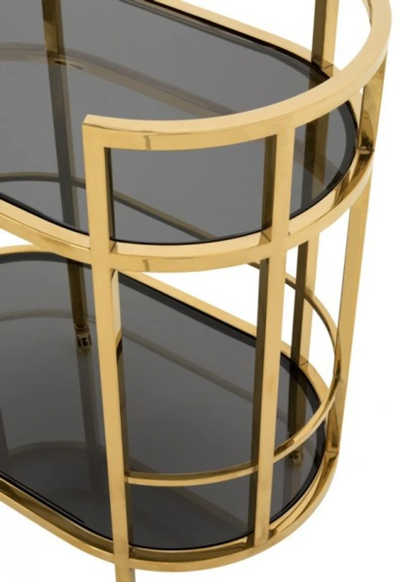Casa Padrino luxury Bar Trolley Stainless Steel Gold / black glass - Luxury Hotel & Restaurant Furniture