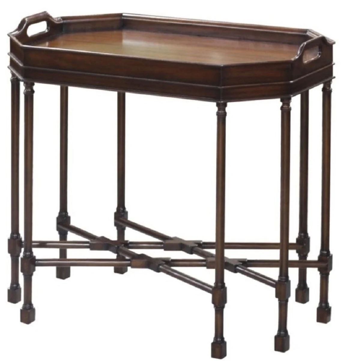 Casa Padrino mesa de centro / mesa de servir de lujo marr¨®n oscuro 66 x 41 x H. 62 cm - Mesa de Servir de Caoba con Bandeja Extra¨ªble