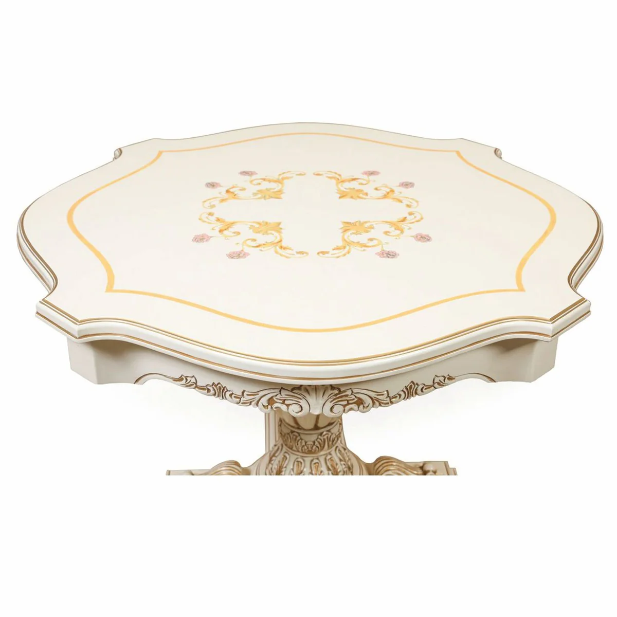 Casa Padrino mesa de comedor barroco de lujo blanco / marr¨®n ? 120 cm - Muebles de comedor barrocos