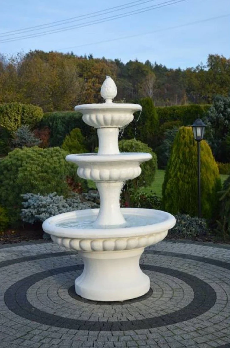 Casa Padrino fuente barroco blanco ? 120 x A. 186 cm - Magn¨ªfica fuente de jard¨ªn de estilo barroco - Fuente redonda de piedra para decoraci¨®n de jard¨ªn - Accesorios de decoraci¨®n de jard¨ªn barroco