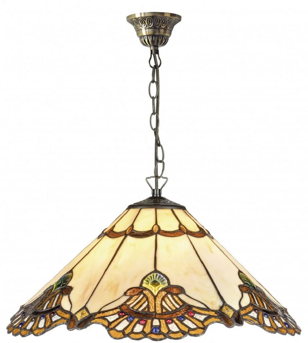 Casa Padrino Lámpara de Suspensión Tiffany Multicolor Ø 50 x H. 95 cm - Lámpara Colgante Hecha a Mano de 288 Piezas