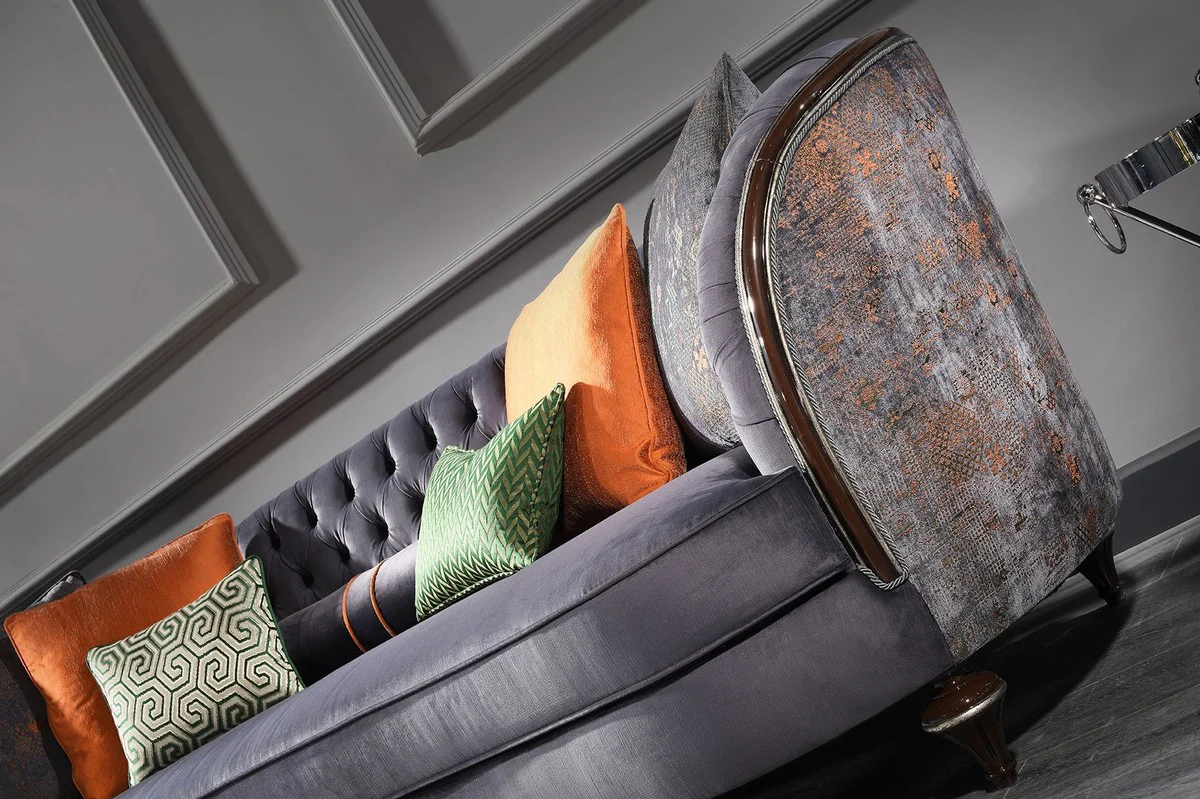 Casa Padrino sof¨¢ barroco de lujo p¨²rpura / marr¨®n / plata - Sof¨¢ de sal¨®n hecho a mano - Muebles de sal¨®n barrocos