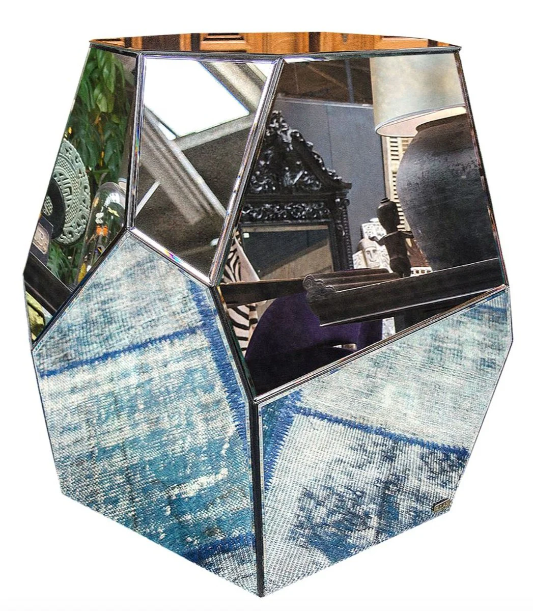 Casa Padrino mesa auxiliar de dise?o con espejo antiguo de cristal de 65 x 50 x H. 60 cm - colecci¨®n de dise?o