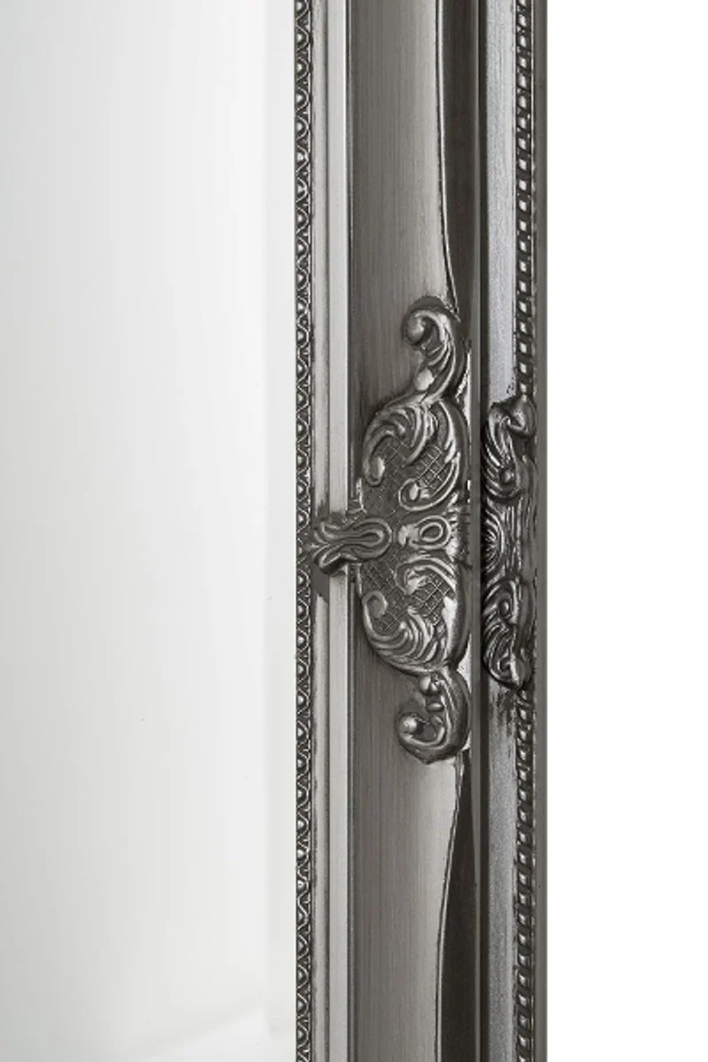 Casa Padrino espejo barroco plateado con hermosos adornos antiguos H. 162 cm - Hecho a mano