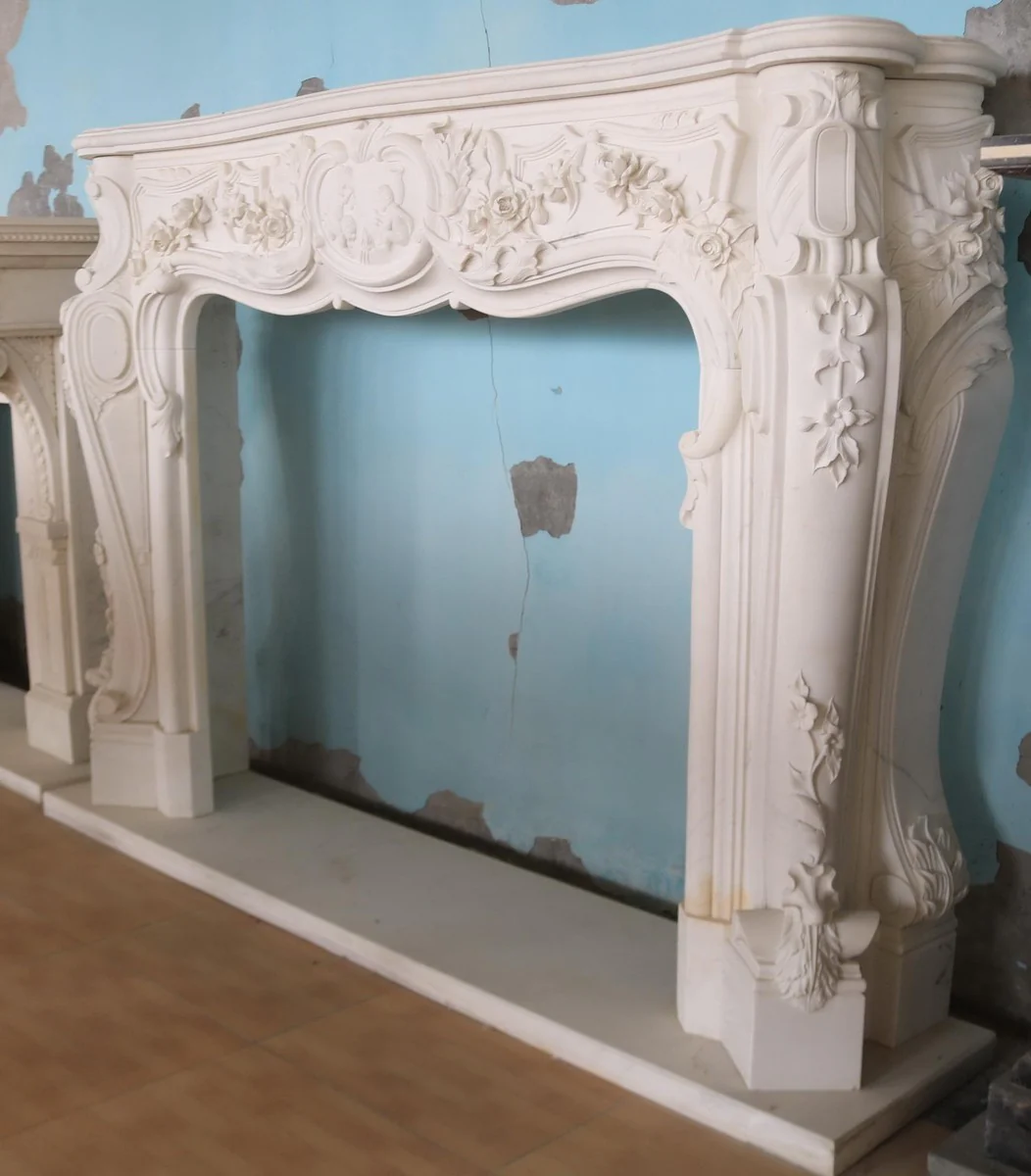 Casa Padrino marco de chimenea de m¨¢rmol barroco de lujo blanco 240 x A. 170 cm