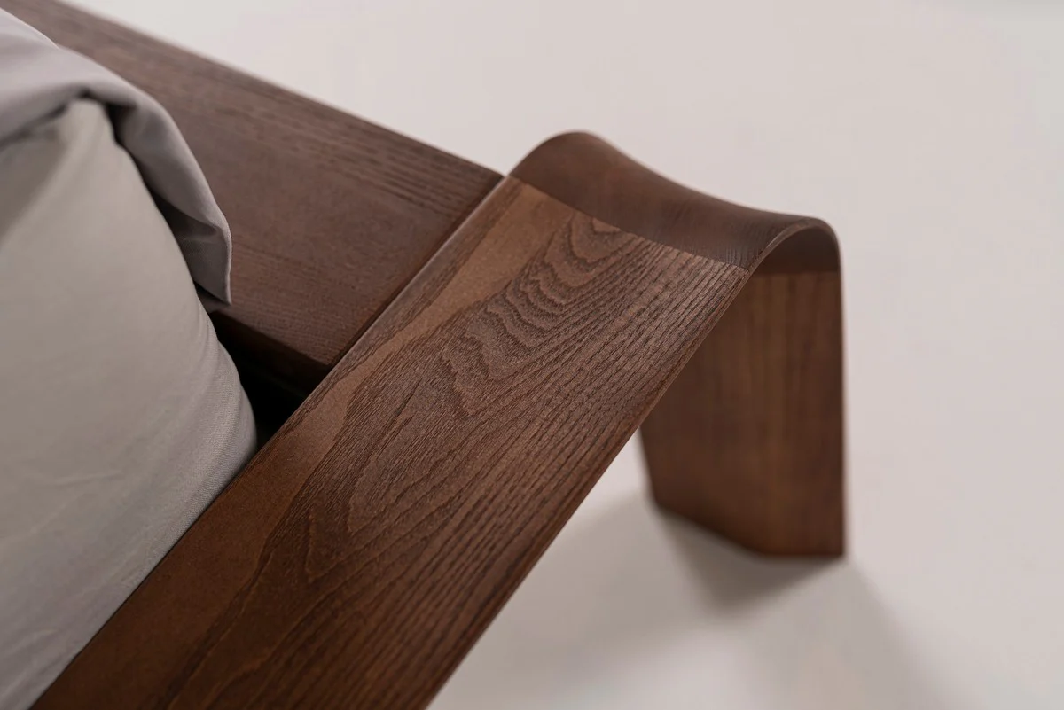 Casa Padrino Cama Doble de Lujo de Madera Maciza Marrón Oscuro - Varios Tamaños