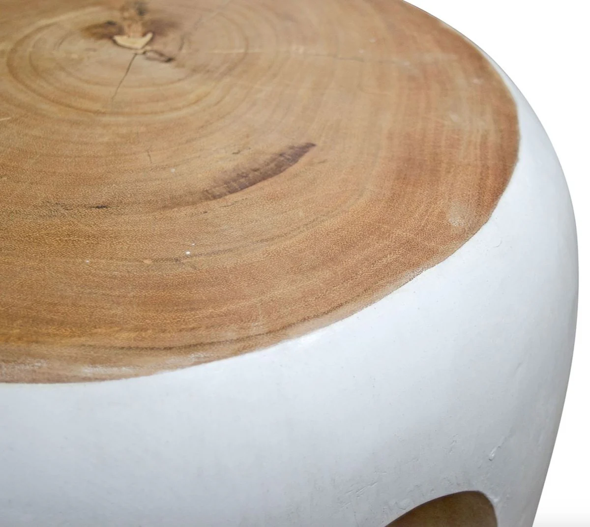 Casa Padrino mesa auxiliar blanco / color natural 40 x H. 54,5 cm - muebles de sala